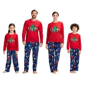 Briefly Stated Peanuts Mens Size XL 2 Piece Pajama Set Christmas